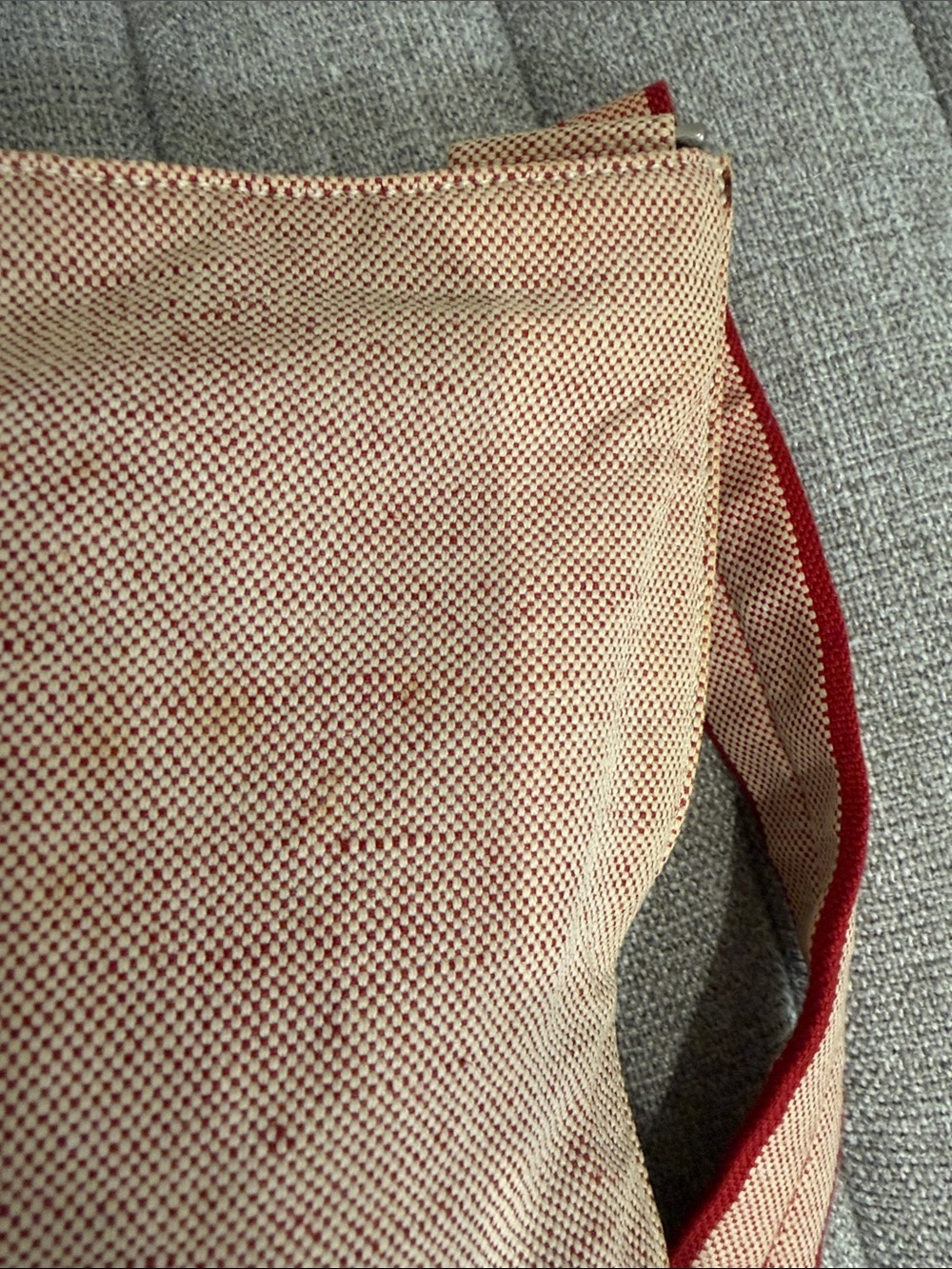 Prada Beige-Pink Canvas Crossbody with Red-Trim Strap - Picture 12 of 12